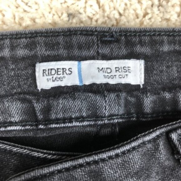 Riders By Lee Women Dark Wash Mid Rise Bootcut Leg Stretch Black Denim Jeans 12P - Picture 9 of 11